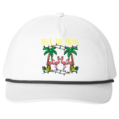 Deck The Palms Flamingo Funny Xmas Tropical Christmas Cool Gift Snapback Five-Panel Rope Hat