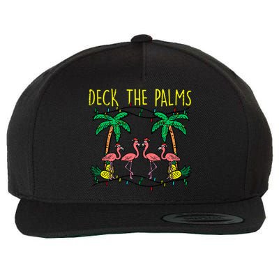 Deck The Palms Flamingo Funny Xmas Tropical Christmas Cool Gift Wool Snapback Cap