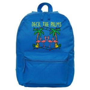 Deck The Palms Flamingo Funny Xmas Tropical Christmas Cool Gift 16 in Basic Backpack