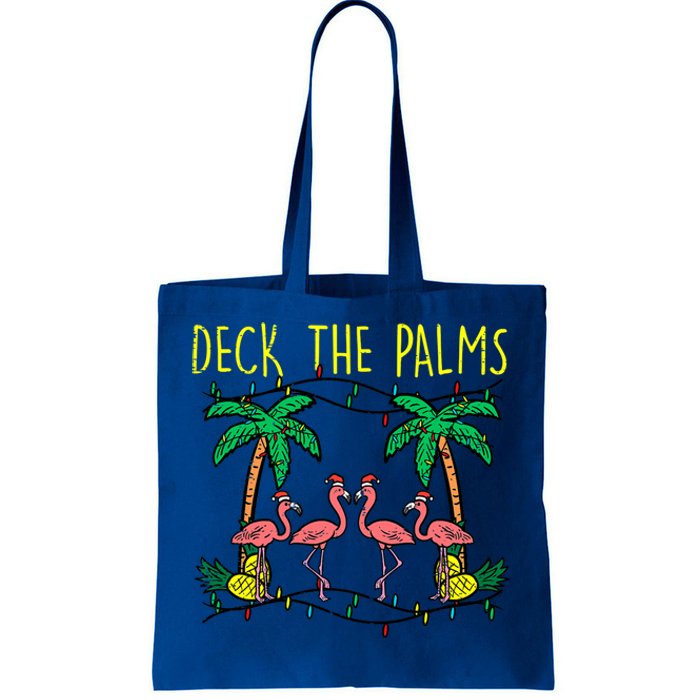 Deck The Palms Flamingo Funny Xmas Tropical Christmas Cool Gift Tote Bag