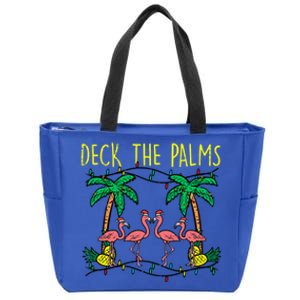 Deck The Palms Flamingo Funny Xmas Tropical Christmas Cool Gift Zip Tote Bag