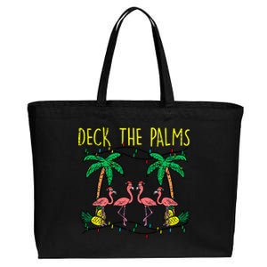 Deck The Palms Flamingo Funny Xmas Tropical Christmas Cool Gift Cotton Canvas Jumbo Tote