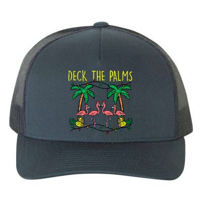 Deck The Palms Flamingo Funny Xmas Tropical Christmas Cool Gift Yupoong Adult 5-Panel Trucker Hat