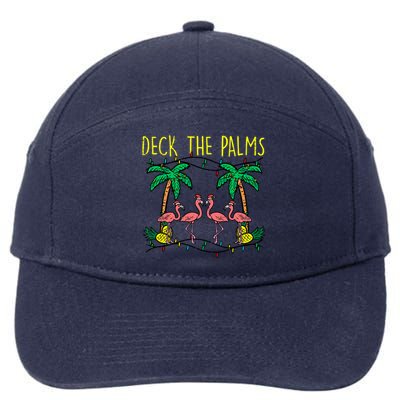 Deck The Palms Flamingo Funny Xmas Tropical Christmas Cool Gift 7-Panel Snapback Hat