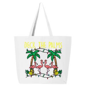 Deck The Palms Flamingo Funny Xmas Tropical Christmas Cool Gift 25L Jumbo Tote