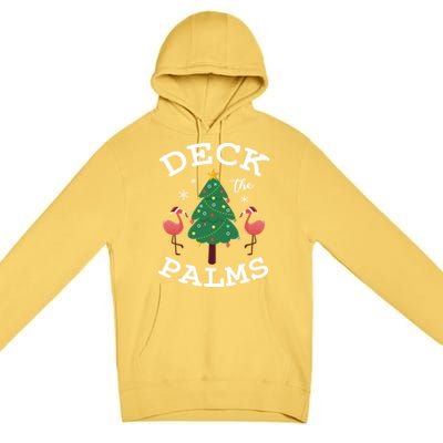 Deck The Palms Flamingo Lover Christmas Holiday Season Gift Premium Pullover Hoodie