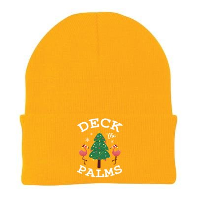 Deck The Palms Flamingo Lover Christmas Holiday Season Gift Knit Cap Winter Beanie