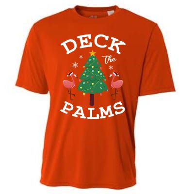 Deck The Palms Flamingo Lover Christmas Holiday Season Gift Cooling Performance Crew T-Shirt