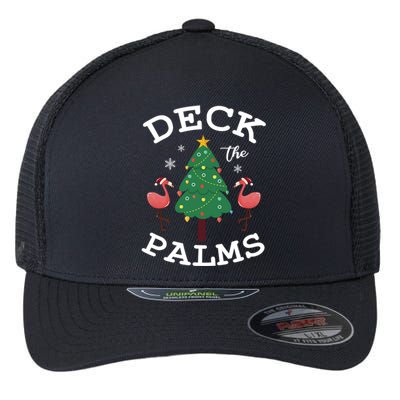 Deck The Palms Flamingo Lover Christmas Holiday Season Gift Flexfit Unipanel Trucker Cap