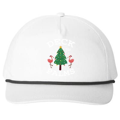 Deck The Palms Flamingo Lover Christmas Holiday Season Gift Snapback Five-Panel Rope Hat