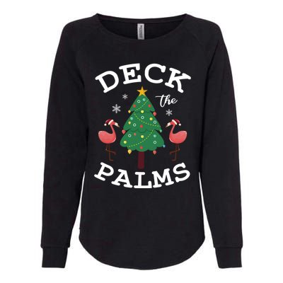 Deck The Palms Flamingo Lover Christmas Holiday Season Gift Womens California Wash Sweatshirt