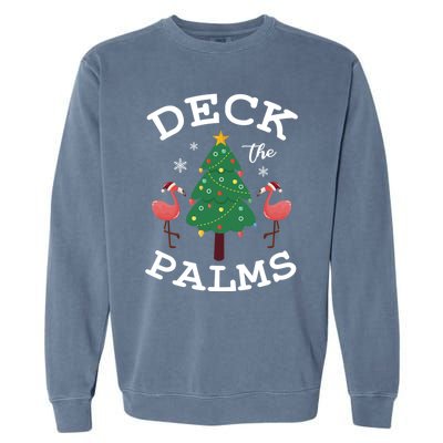 Deck The Palms Flamingo Lover Christmas Holiday Season Gift Garment-Dyed Sweatshirt