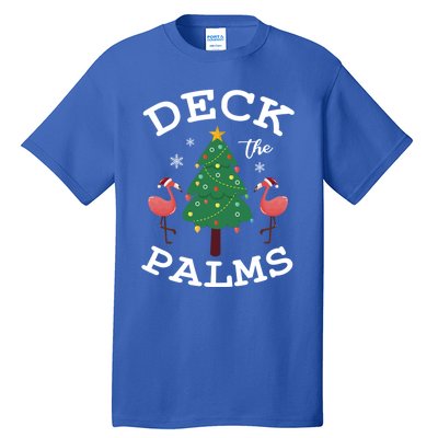 Deck The Palms Flamingo Lover Christmas Holiday Season Gift Tall T-Shirt