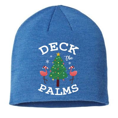 Deck The Palms Flamingo Lover Christmas Holiday Season Gift Sustainable Beanie