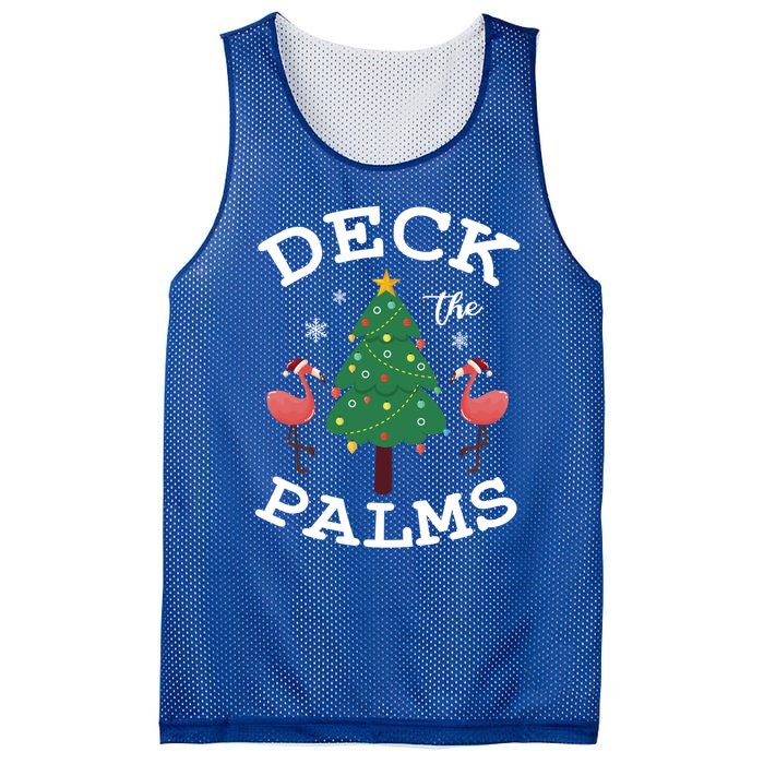 Deck The Palms Flamingo Lover Christmas Holiday Season Gift Mesh Reversible Basketball Jersey Tank