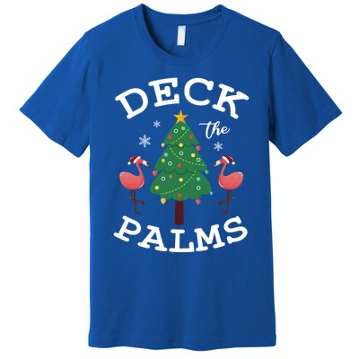 Deck The Palms Flamingo Lover Christmas Holiday Season Gift Premium T-Shirt