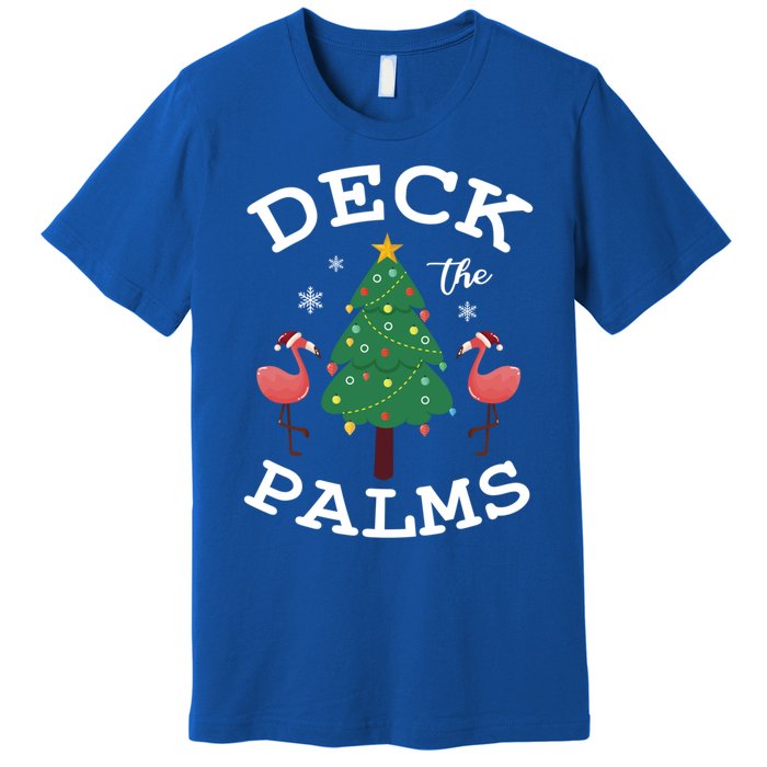 Deck The Palms Flamingo Lover Christmas Holiday Season Gift Premium T-Shirt