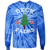 Deck The Palms Flamingo Lover Christmas Holiday Season Gift Tie-Dye Long Sleeve Shirt