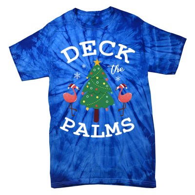 Deck The Palms Flamingo Lover Christmas Holiday Season Gift Tie-Dye T-Shirt