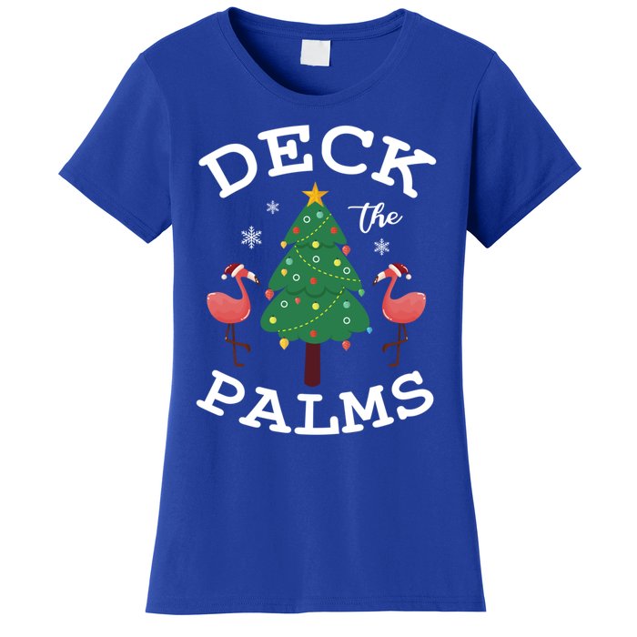 Deck The Palms Flamingo Lover Christmas Holiday Season Gift Women's T-Shirt