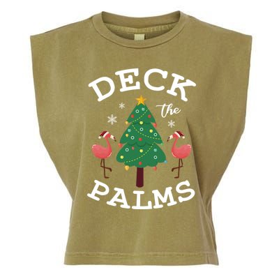 Deck The Palms Flamingo Lover Christmas Holiday Season Gift Garment-Dyed Women's Muscle Tee