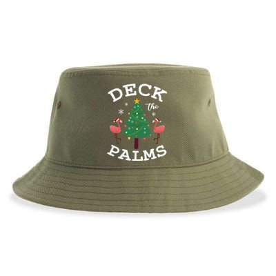 Deck The Palms Flamingo Lover Christmas Holiday Season Gift Sustainable Bucket Hat