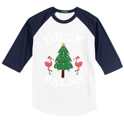 Deck The Palms Flamingo Lover Christmas Holiday Season Gift Baseball Sleeve Shirt