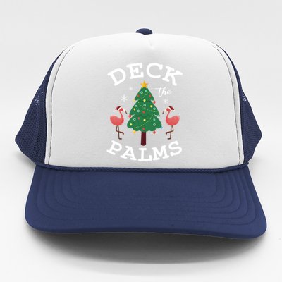 Deck The Palms Flamingo Lover Christmas Holiday Season Gift Trucker Hat