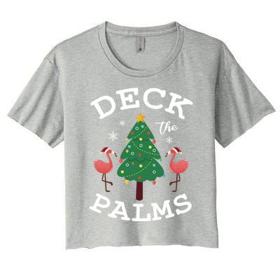 Deck The Palms Flamingo Lover Christmas Holiday Season Gift Women's Crop Top Tee