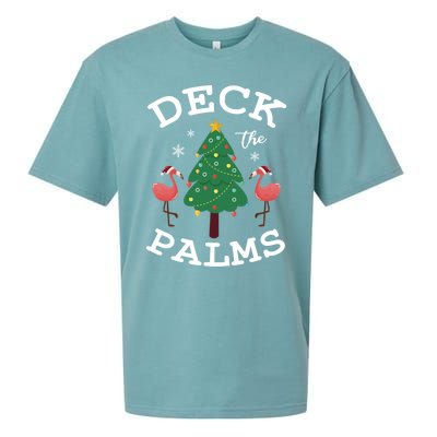 Deck The Palms Flamingo Lover Christmas Holiday Season Gift Sueded Cloud Jersey T-Shirt