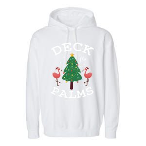 Deck The Palms Flamingo Lover Christmas Holiday Season Gift Garment-Dyed Fleece Hoodie