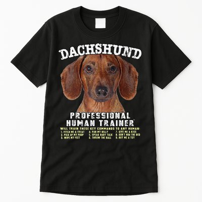 Dachshund Tan Professional Human Trainer Cute Dog Tall T-Shirt