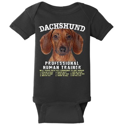 Dachshund Tan Professional Human Trainer Cute Dog Baby Bodysuit