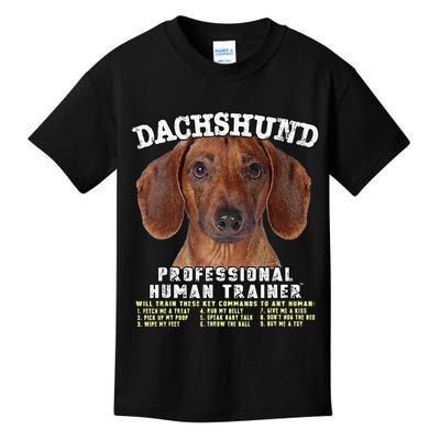 Dachshund Tan Professional Human Trainer Cute Dog Kids T-Shirt