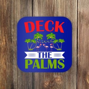 Deck The Palms Flamingo Lover Merry Xmas Christmas Day Gift Coaster