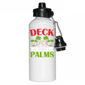 Deck The Palms Flamingo Lover Merry Xmas Christmas Day Gift Aluminum Water Bottle