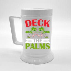 Deck The Palms Flamingo Lover Merry Xmas Christmas Day Gift Beer Stein