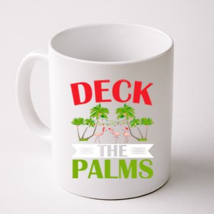 Deck The Palms Flamingo Lover Merry Xmas Christmas Day Gift Coffee Mug