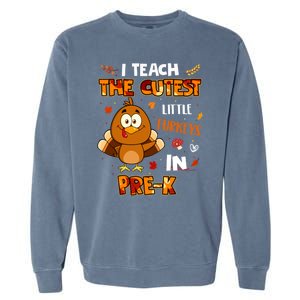 Dabbing Turkey PreK Teacher Thanksgiving Pajamas Cute Gift Garment-Dyed Sweatshirt