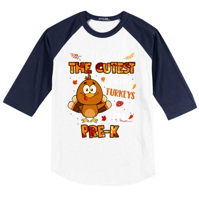 Dabbing Turkey PreK Teacher Thanksgiving Pajamas Cute Gift Baseball Sleeve Shirt