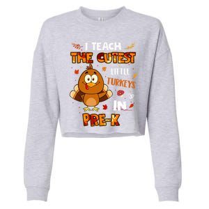 Dabbing Turkey PreK Teacher Thanksgiving Pajamas Cute Gift Cropped Pullover Crew