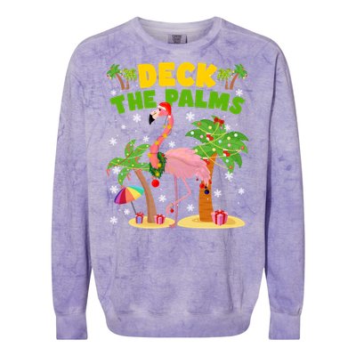 Deck The Palms Flamingo Mele Kalikimaka Hawaiian Christmas Cute Gift Colorblast Crewneck Sweatshirt