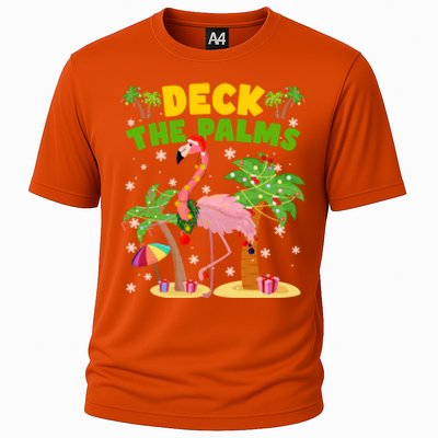 Deck The Palms Flamingo Mele Kalikimaka Hawaiian Christmas Cute Gift Cooling Performance Crew T-Shirt