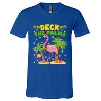 Deck The Palms Flamingo Mele Kalikimaka Hawaiian Christmas Cute Gift V-Neck T-Shirt