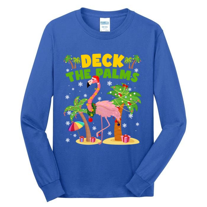 Deck The Palms Flamingo Mele Kalikimaka Hawaiian Christmas Cute Gift Tall Long Sleeve T-Shirt