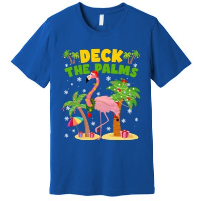 Deck The Palms Flamingo Mele Kalikimaka Hawaiian Christmas Cute Gift Premium T-Shirt