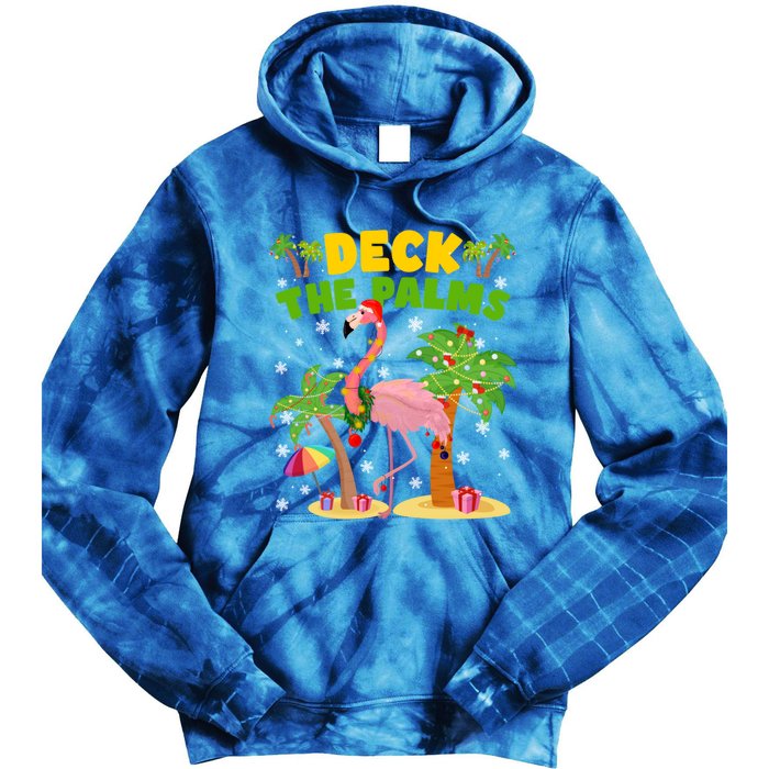 Deck The Palms Flamingo Mele Kalikimaka Hawaiian Christmas Cute Gift Tie Dye Hoodie