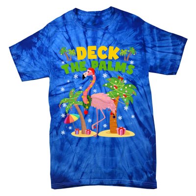 Deck The Palms Flamingo Mele Kalikimaka Hawaiian Christmas Cute Gift Tie-Dye T-Shirt