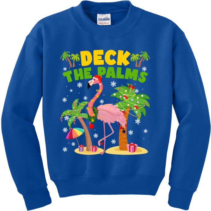 Deck The Palms Flamingo Mele Kalikimaka Hawaiian Christmas Cute Gift Kids Sweatshirt