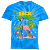 Deck The Palms Flamingo Mele Kalikimaka Hawaiian Christmas Cute Gift Kids Tie-Dye T-Shirt